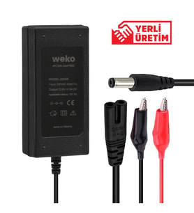 Weko 12.6 Volt - 3 Amper 5.5*2.5 + Krokodil Uçlu Ledli Yerli Üretim Masaüstü Şarj Adaptörü