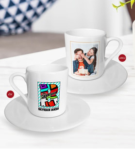 BK Gift Kişiye Özel Babalar Günü Hediyesi Fotoğraflı Türk Kahvesi Fincanı-36 (Beyaz)
