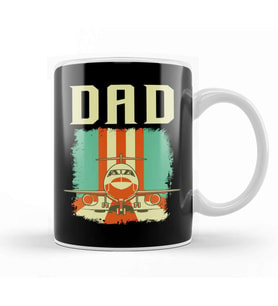 Retro Airplane Pilot Dad Plane Aviation Father Kupa Bardak Porselen