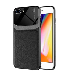 Apple iPhone 8 Plus Kılıf ?Zore Emiks Deri Görünümlü Kılıf (Siyah)