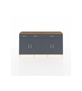 Arges Konsol 4 Raflı 3 Çekmeceli 4 Kapaklı 176x30x99 Çam-Antrasit