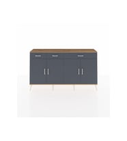 Arges Konsol 4 Raflı 3 Çekmeceli 4 Kapaklı 176x30x99 Çam-Antrasit