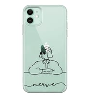 Çizgisel Matilda Tasarımlı Şeffaf Telefon Kılıfı (Tüm Modeller Mevcuttur)