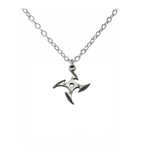 Ninja Star (Shuriken) Figürlü Unisex Kolye – 60 cm Metal Zincirli Anime Takı (Gümüş)