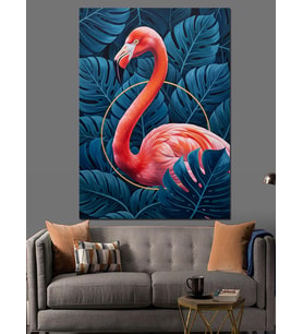 Pembe Flamingo Zarif Kuş Dekoratif Kanvas - Mdf Ahşap Tablo