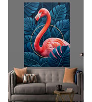 Pembe Flamingo Zarif Kuş Dekoratif Kanvas - Mdf Ahşap Tablo