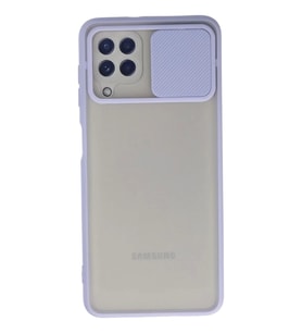 Newface Samsung Galaxy A22 Kılıf Palm Buzlu Kamera Sürgülü Silikon - Lila