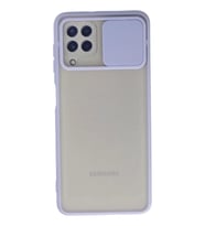 Newface Samsung Galaxy A22 Kılıf Palm Buzlu Kamera Sürgülü Silikon - Lila