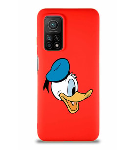 Xiaomi Mi 10T Soft Premier Kapak Donald Duck-F Tasarımlı Silikon Kılıf - Kırmızı (Şeffaf)