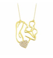 Anne Bebek Altın Kolye Kalp'li 14K Gold