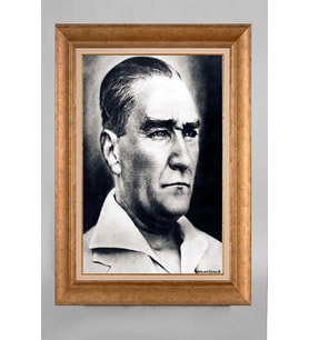 Altın Varaklı Paspartulu Çerçeveli Atatürk Tablo nt1110