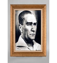 Altın Varaklı Paspartulu Çerçeveli Atatürk Tablo nt1110