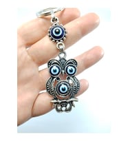 Nazar Boncuğu Baykuş Metal Anahtarlık/dikiz Ayna Süsü Hediyelik Eşya