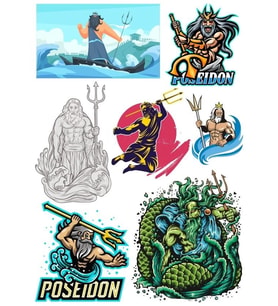Poseidon Sticker Set-1 9 Parça Telefon, Tablet, Defter, Laptop Sticker