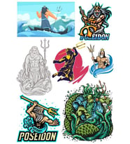 Poseidon Sticker Set-1 9 Parça Telefon, Tablet, Defter, Laptop Sticker