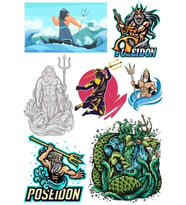 Poseidon Sticker Set-1 9 Parça Telefon, Tablet, Defter, Laptop Sticker
