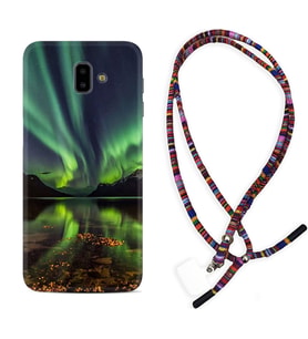 Samsung J6 Plus J7 Prime J7 Pro M20 Kılıf Boyun Asklı Rasta Silikon Kuzey Işıkları 1327