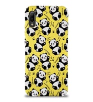 Huawei Y6 2019 Uyumlu Lansman Kılıf Panda Tasarımlı İçi Kadife Kapak-Sarı (Şeffaf)