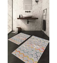 Dijital Baskılı Kaymaz Taban Yıkanabilir 2'li Klozet Takımı Banyo Paspası NDKZ-HT-316 (Gri)