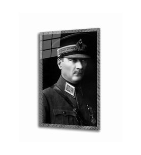 Miyrem Glasses Collection -A1^#  Siyah Atatürk Temalı  Cam Tablo (Çok Renkli)
