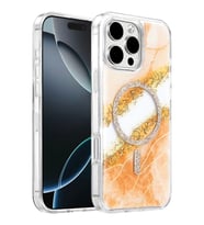 Onegif Apple iPhone 16 Pro Max Lotus Simli Magsafe Kapak - Turuncu