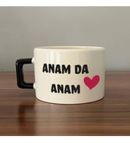 Anam Da Anam Baskılı Kadınlar Günü Siyah Kulplu C Fincan