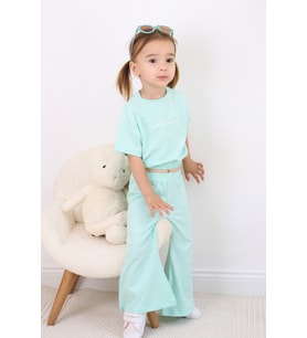 Kız Çocuk Hello Summer Baskılı Model Alt-Üst Takım (Mavi)