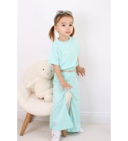 Kız Çocuk Hello Summer Baskılı Model Alt-Üst Takım (Mavi)