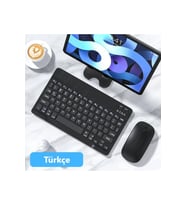 Lenovo Idea Tab 11" Tablet için Uyumlu Slim Şarjlı Türkçe Bluetooth Klavye / Mouse Seti (Siyah)