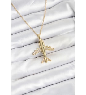 316L Çelik Zincir Gold Renk Uçak Model Kadın Kolye TJ-BKO10615