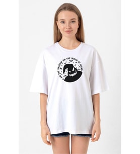 Oogie Boogie Beyaz Kadın Oversize Tshirt
