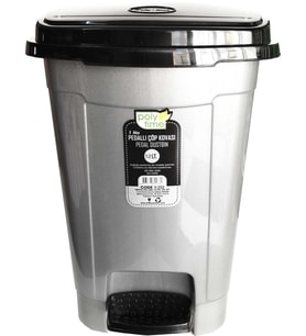 Poly Time Pedallı Basmalı Çöp Kutusu Kovası / Çıkarılabilir İç Kovalı / Gri / 12 Litre / 34x27x27 Cm.
