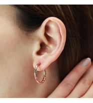 Renkli Zirkon Taşlı Apm Modeli Rose Gold Kaplama Halka Gümüş Küpe