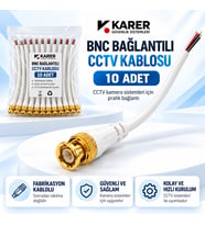 10 Adet Fabrikasyon Kablolu BNC Konnektör – CCTV Güvenlik Kamera Hazır Bağlantı Kablosu