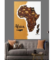 Afrika Haritası Soyut Sanat Dekoratif Kanvas - Mdf Ahşap Tablo