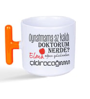 Oynatmama Az Kaldı Doktorum Nerede Baskılı Turuncu Kulplu T Kupa