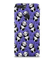 Huawei P Smart Uyumlu Lansman Kılıf Panda Tasarımlı İçi Kadife Kapak-Mor (Şeffaf)