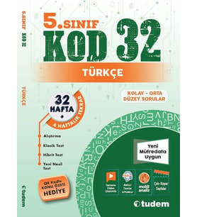 TUDEM YAYINLARI 5.SINIF TÜRKÇE KOD 32 HAFTA TEKRAR TEST KİTABI