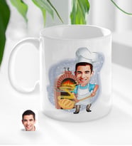 BK Gift Kişiye Özel Erkek Fırın Ustası Karikatürlü Beyaz Kupa Bardak-1