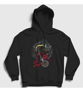 Presmono Unisex Siyah Edward Elric Full Metal Alchemist Anime Kapüşonlu Sweatshirt 423281tt
