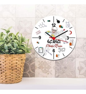 Eczacı Kırmızı Tasarım Duvar Saati