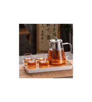 Borosilikat Cam Çelik Süzgeçli Ve Kapaklı Oval Tasarım Lüks Çay & Kahve Demliği 750 Ml(İPK)