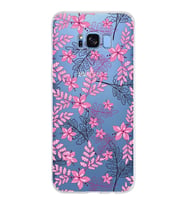 Samsung Galaxy S8 Plus Kapak Floral Pembe Tasarımlı Şeffaf Silikon Kılıf