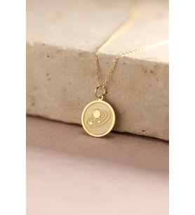 Kişiye Özel Tasarım Gezegen Figürlü Kolye 925K Gümüş (Gold)