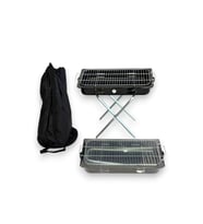 Portatif Katlanır Ayaklı Emaye Mangal - Çantalı - 52x30cm Orta Boy (Siyah)