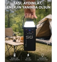 50.000 Mah Powerbank Hızlı Şarj 4 Dahili Kablolu Dijital Göstergeli Led Aydınlatmalı Taşınabilir Şar