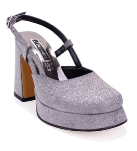 Dagoster DZA07-337560 Platin Simli  Platform Topuklu Kadın Ayakkabı