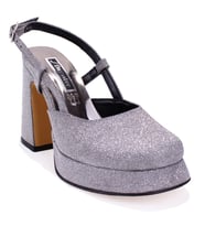 Dagoster DZA07-337560 Platin Simli  Platform Topuklu Kadın Ayakkabı (Gümüş)