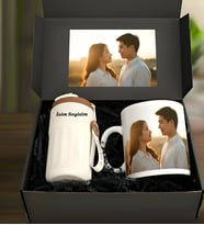 Kişiye Özel Fotoğraf Baskılı Romantik Hediye Kutusu  Termos & Kupa Seti İsme ve Fotoğrafa Özel Termos Kupa Seti - Premium Hediye