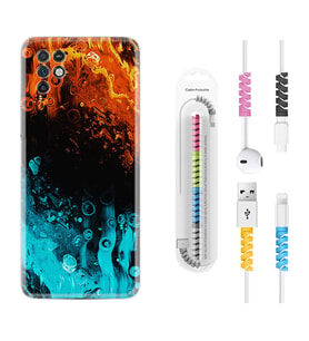 INFINIX Note 11 Pro Note 10 Hot 9 Play Kılıf Kablo Koruma Spiral Silikon Orange Blue Color 1665